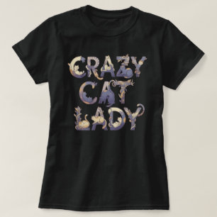 T-shirt Crazy Cat Lady Noir