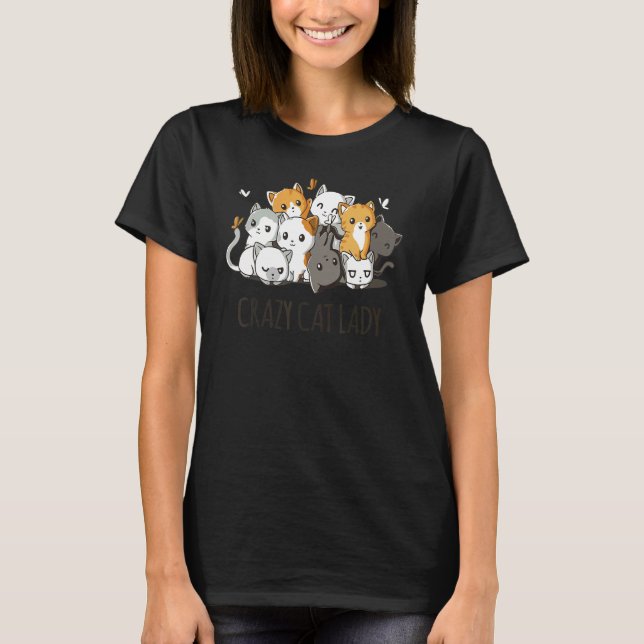 T-shirt Crazy Cat Lady Team Cat Butterfly Smile Tee (Devant)