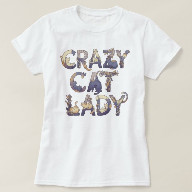 T-shirt Crazy Cat Lady White (Design devant)