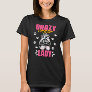 T-shirt Crazy Chat Lady Animal Assis Humour Pour Un Animal