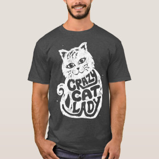 T-shirt Crazy Chat Lady pour Femmes Filles Enfants Amoureu