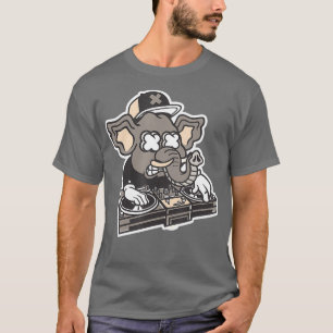T-shirt Crazy Elephant DJ Techno Musique Bass Dancing