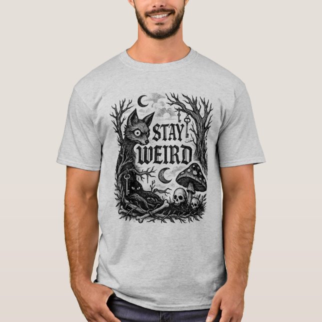 T-shirt Crazy Fox 🦊 Restez bizarre Chemise Halloween et p (Devant)