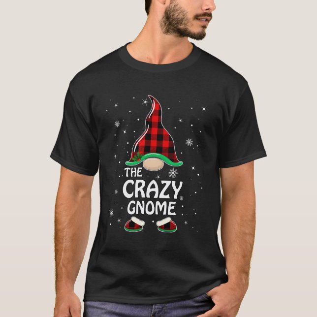 T-shirt Crazy Gnomo Buffalo Plaid Matching Famille Christm (Devant)