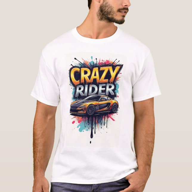 T-shirt Crazy Rider: Vibrant Graffiti Art (Devant)