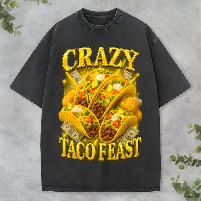 T-shirt Crazy Taco Feast Tee Retro Funny Lover Bootleg dog (Créateur téléchargé)