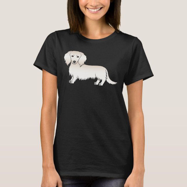 T-shirt Cream Long Cheveux Dachshund mignon chien de dessi (Devant)