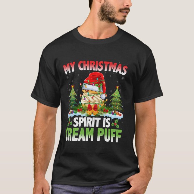 T-shirt Cream Puff portant le chapeau de Noël Spirit Crea (Devant)