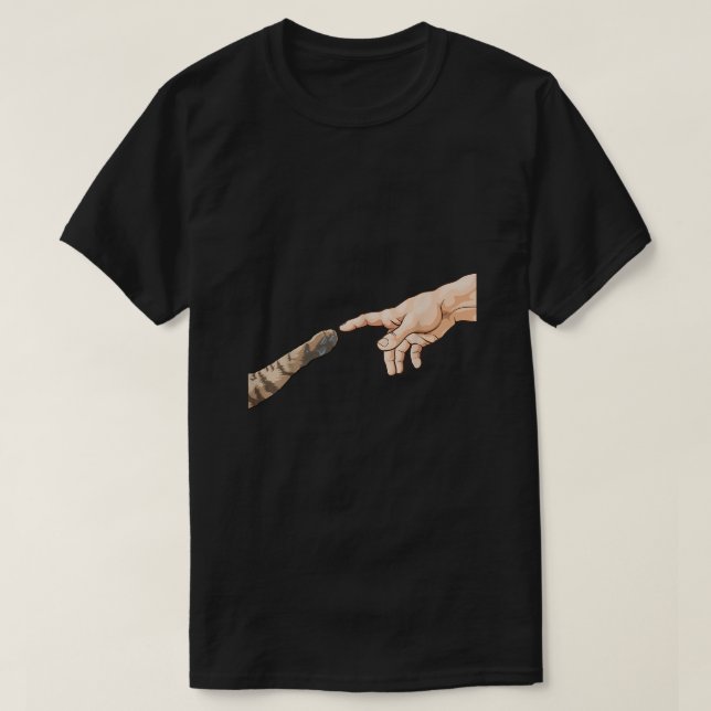 T-shirt Création Adam Hands Chat Michelangelo Touch Of G (Design devant)