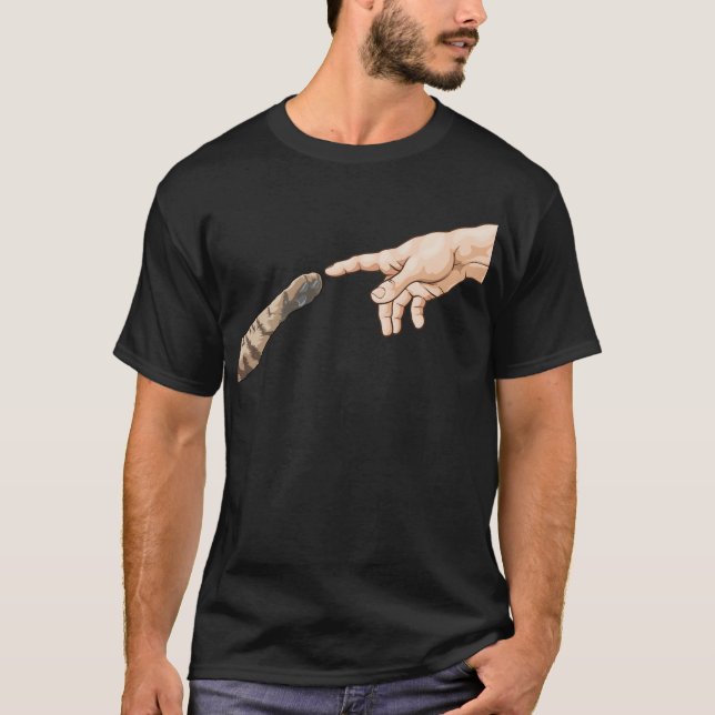 T-shirt Création Adam Hands Chat Michelangelo Touch Of G (Devant)