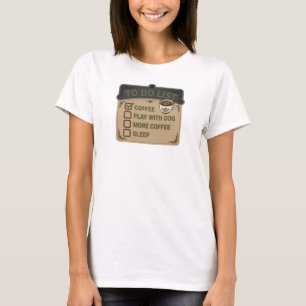 T-shirt Création artistique COFFEE PLAY WITH DOG Rose Osez