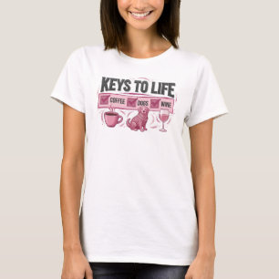 T-shirt Création artistique COFFEE PUIS VIN Rose Osez