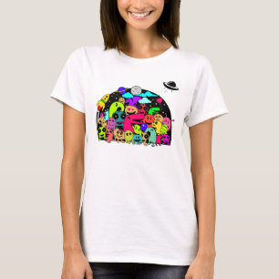 T-shirt Créations Aliens Dans La Conception De Doodles Spa