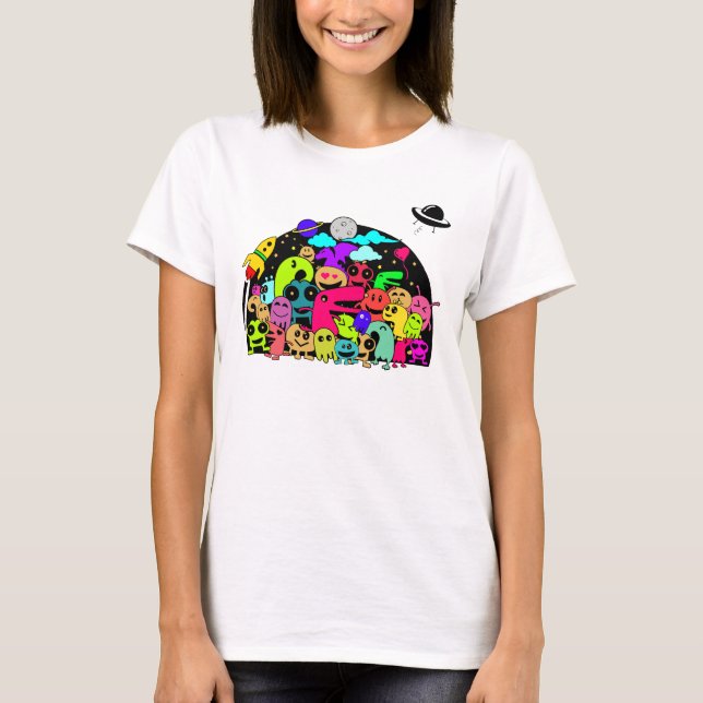 T-shirt Créations Aliens Dans La Conception De Doodles Spa (Devant)