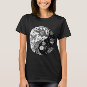 T-shirt Creative Black white Yin Yang Night Day Mandala