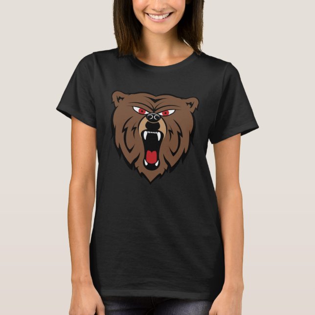 T-shirt Creative Oversized Bear Head Face Print  Bold Griz (Devant)