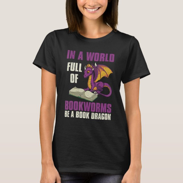 T-shirt Creature Mythique Cute Bookworm Livre Dragon Readi (Devant)
