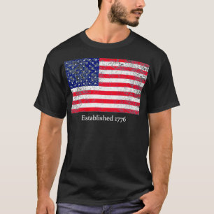 T-shirt Créé 1776 USA Juillet 4 US Drapeau America Pr