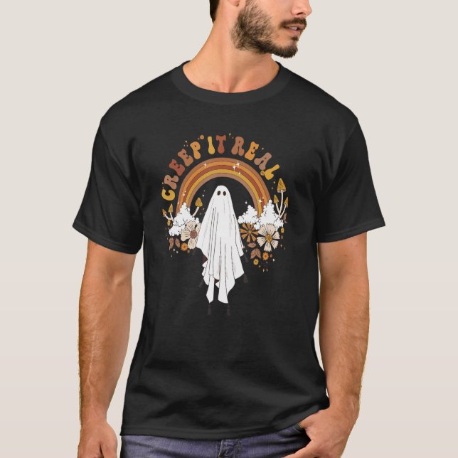 T-shirt Creep it Real Cute Ghoul Retro Rainbow Floral (Devant)