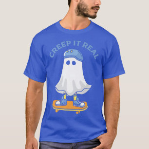T-shirt Creep it Real Ghost Skateboard Retro Cute Hallowee