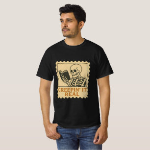 T-shirt Creepin’ It Real - Skeleton Book Lover Halloween