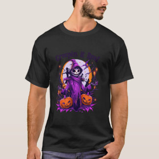 T-shirt Creepin It Real Skull Skeleton sorcier Citrouille