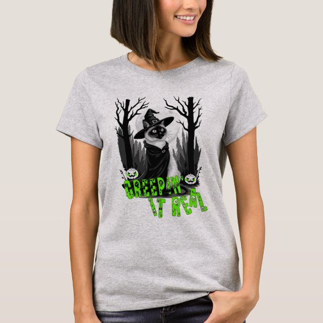 T-shirt Creepin' It Real with My Witchy Cat (Devant)