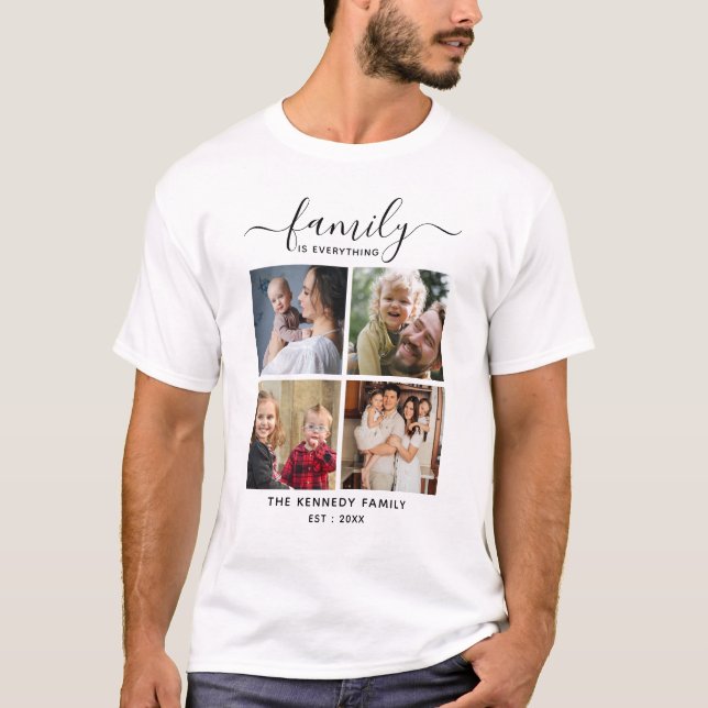 T-shirt Créer votre propre nom de famille 4 Photo Collage  (Devant)