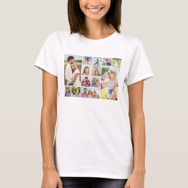 T-shirt Créez vos propres angles ronds 12 Photo Collage (Devant)