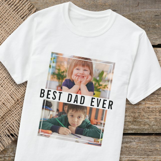 T-shirt Créez votre propre 2 photo Collage Meilleur Papa J (Créateur téléchargé)