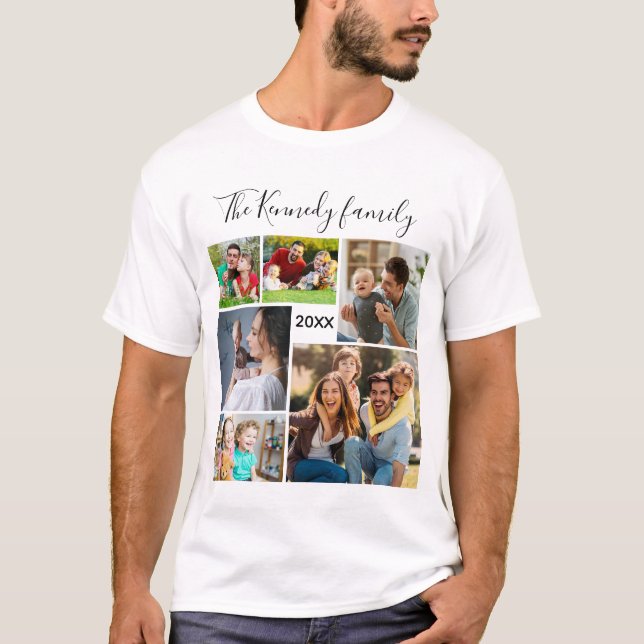 T-shirt Créez votre propre 6 photo Collage Famille Vacance (Devant)
