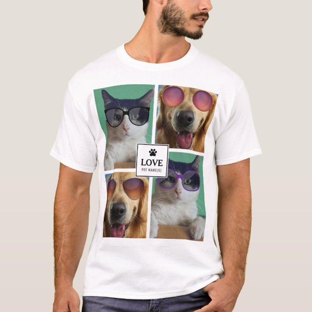 T-shirt Créez votre propre collection photo de 4 animaux d (Devant)