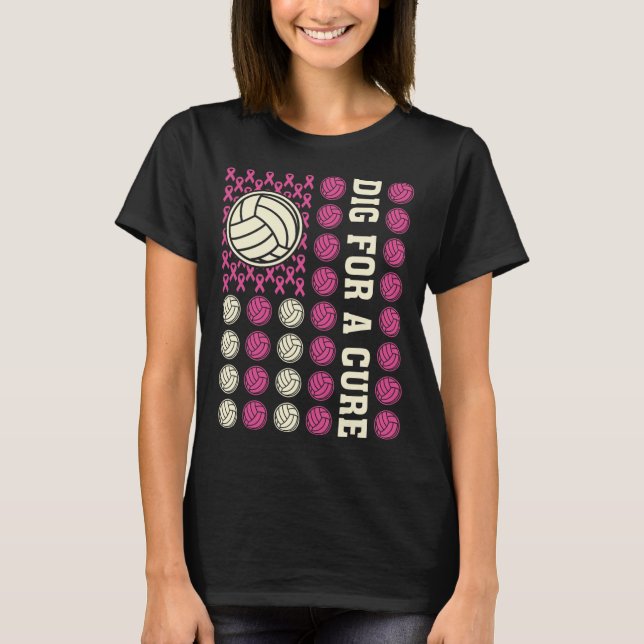 T-shirt Creg Pour Le Ruban Cure Volleyball Rose Cancer Du  (Devant)