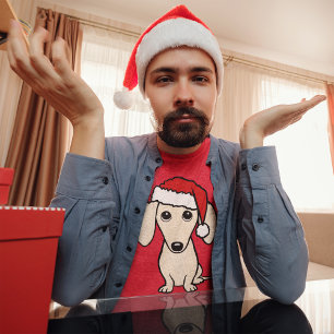 T-shirt Crème Dachshund mignonne Père Noël Chien Noël