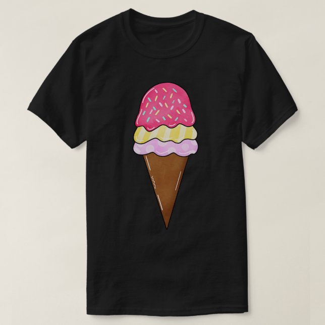 T-SHIRT CRÈME GLACE ROSE (Design devant)