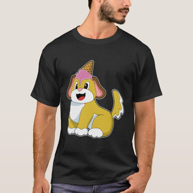 T-shirt Crème glacée Chien avec gaufre (Devant)