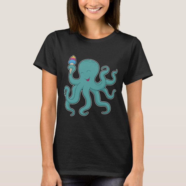 T-shirt Crème glacée de la gaufre d'Octopus (Devant)
