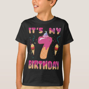 T-shirt Crème glacée mignonne C'est mon 7ème anniversaire