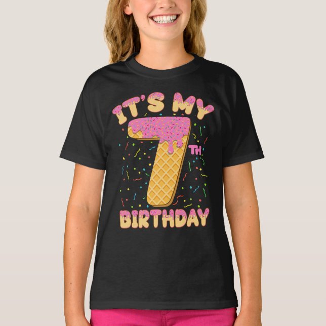 T-shirt Crème glacée mignonne C'est mon 7ème anniversaire  (Devant)