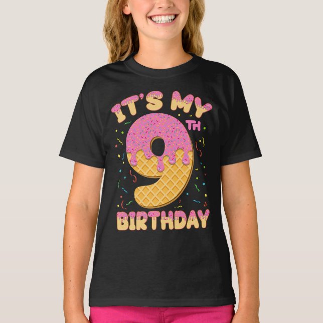 T-shirt Crème glacée mignonne C'est mon 9e anniversaire 9  (Devant)