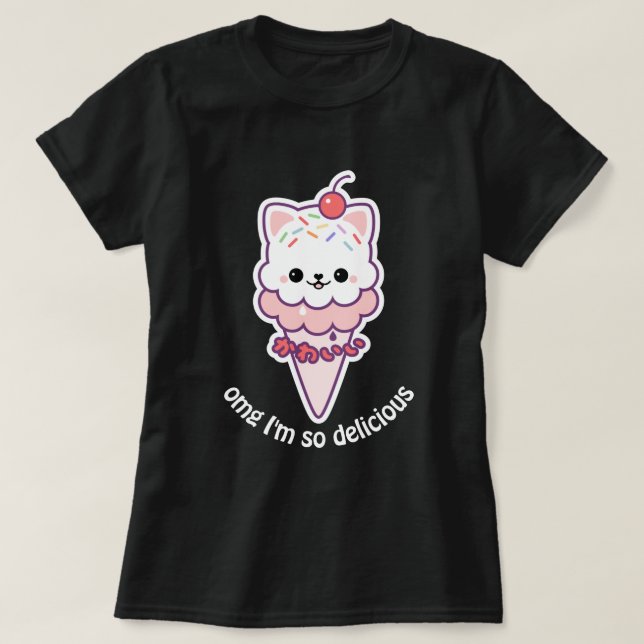 T-shirt Crème glacée mignonne de Kitty (Design devant)