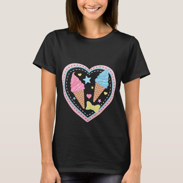 T-shirt Crème glacée - noir (Devant)