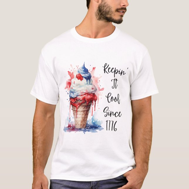 T-shirt crème glacée Patriotique 4 juillet (Devant)