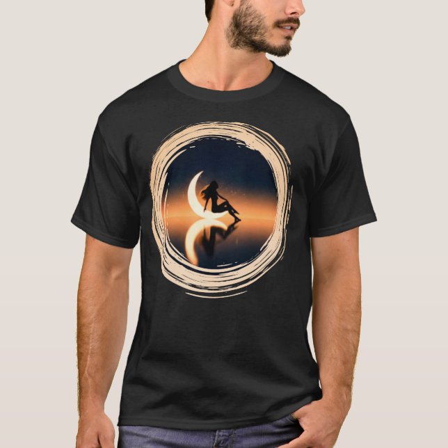 T-shirt Crescent Moon Woman – Celestial Moonlight Art Shir (Devant)
