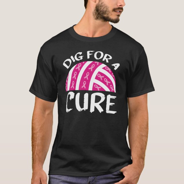 T-shirt Creuse Pour Un Volleyball Cure Octobre Cancer Du S (Devant)
