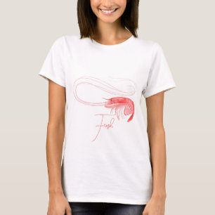 T-shirt Crevettes roses texte personnalisé