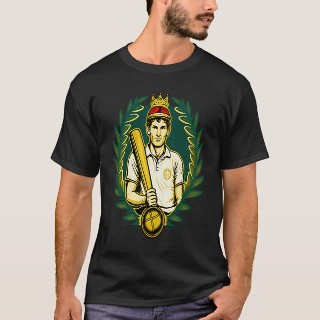 T-shirt Cricket Bat King Cricket Player (Devant)