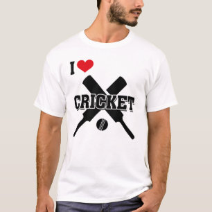 T-shirt Cricket, I Love Cricket, Crossed Bats and ball,