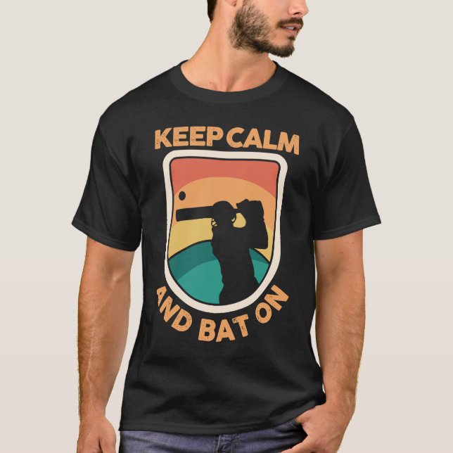 T-shirt Cricket Player Cricketer Athlete Keep Calm And Bat (Devant)