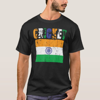 T-shirt Cricket Player Indian Flag For Youth Boys Kids